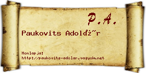 Paukovits Adolár névjegykártya